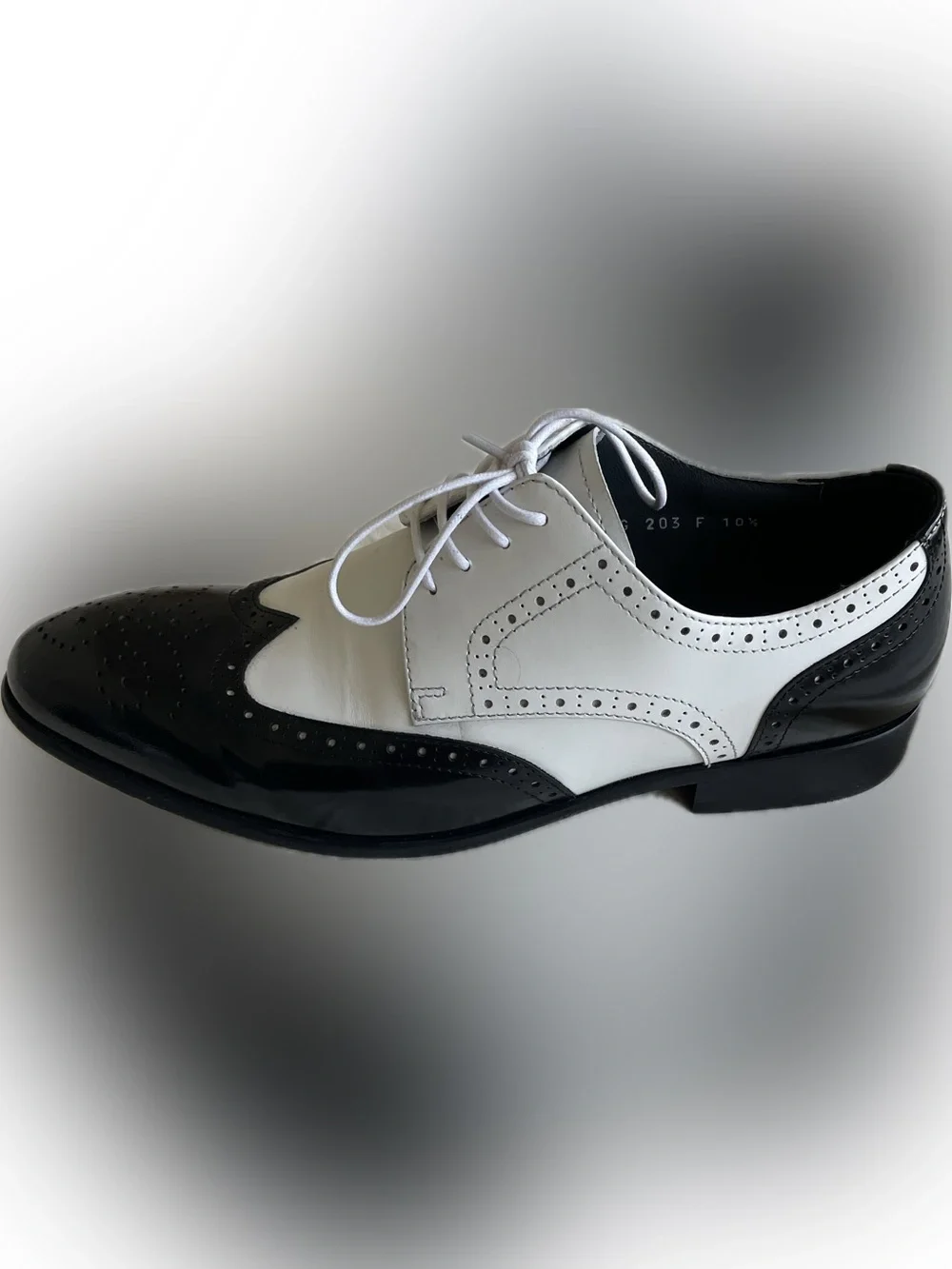 Two-Tone Black and White Wingtip Dress Shoes
